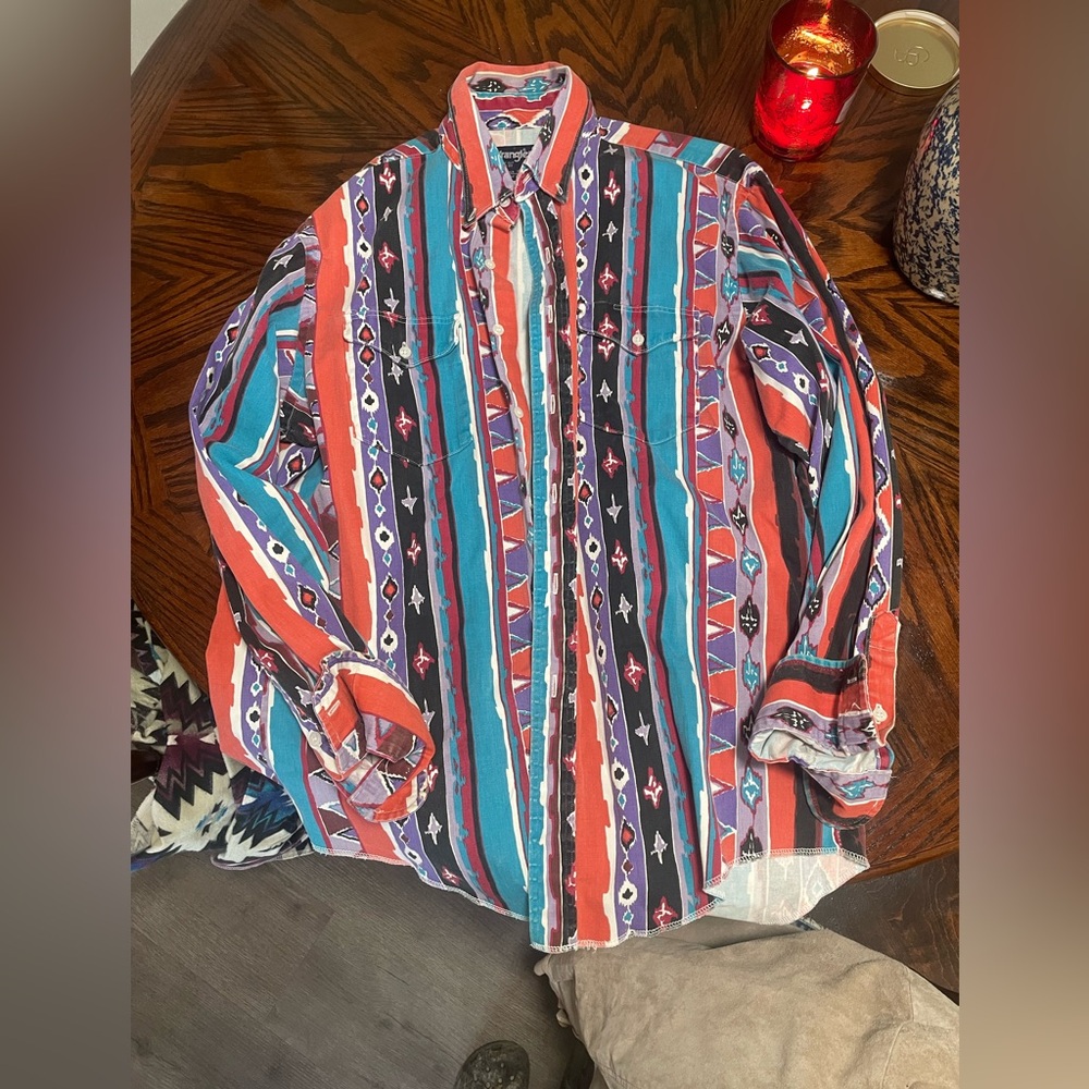 Vintage Western Wrangler pearl snap - Mens XL